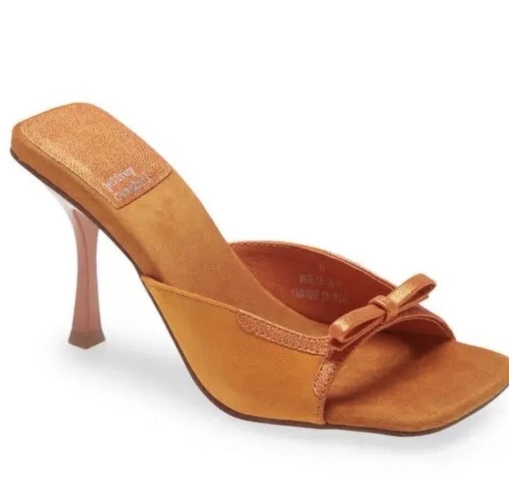 New Jeffrey Campbell Square Toe Heels Sz 7. Orange Suede